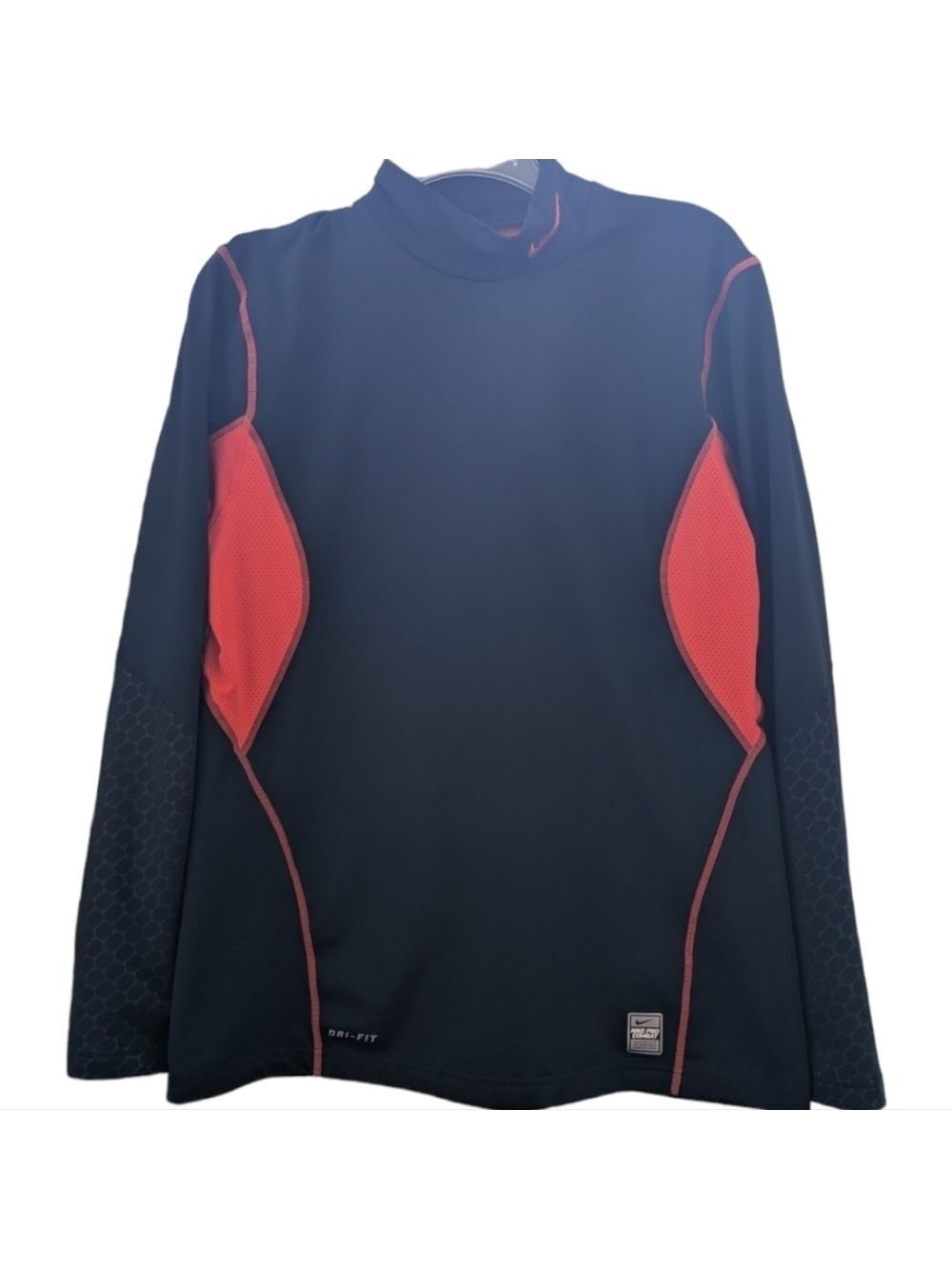 Nike Pro Combat Red & Navy Fitted LS Jersey Size Large EUC
